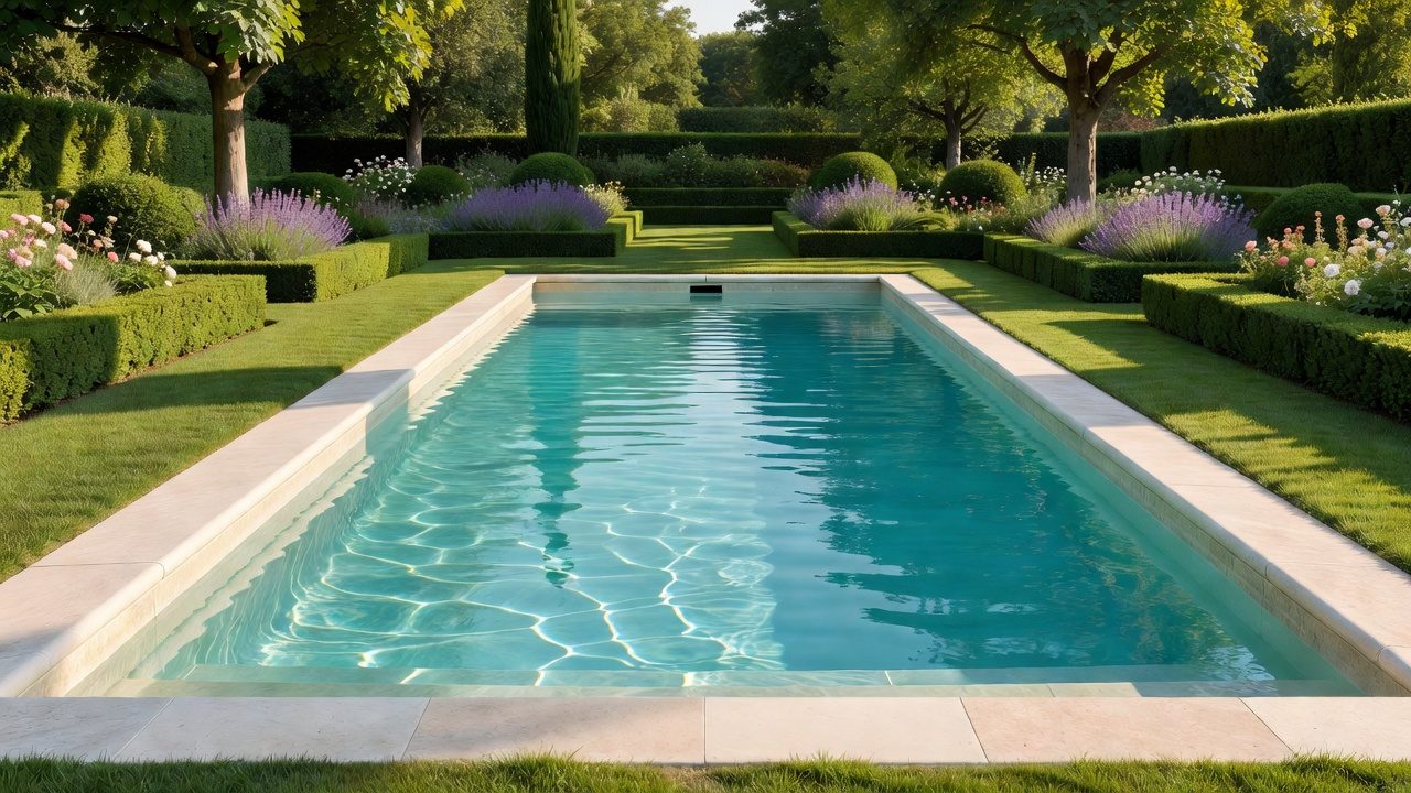 Piscine enterrée dans un jardin